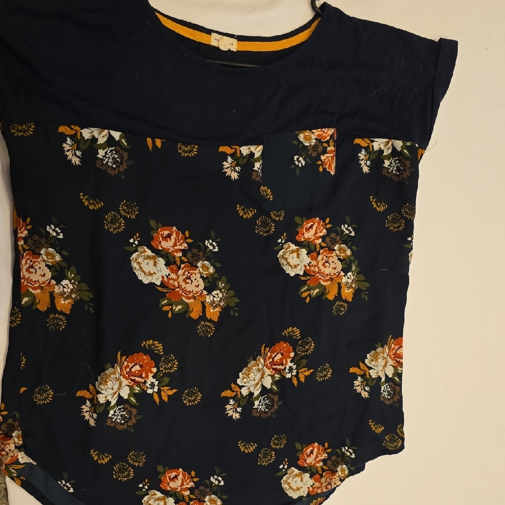 Floral Print Navy Blouse